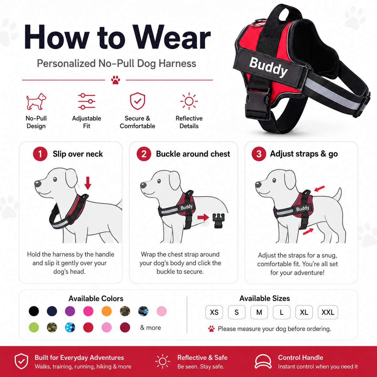 Personalized No-Pull Dog Harness