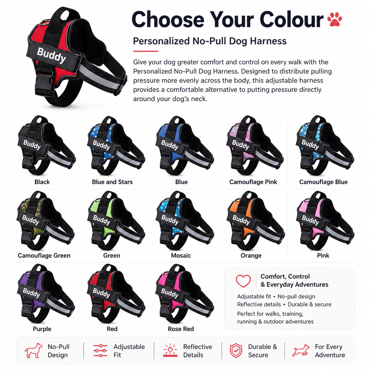 Personalized No-Pull Dog Harness
