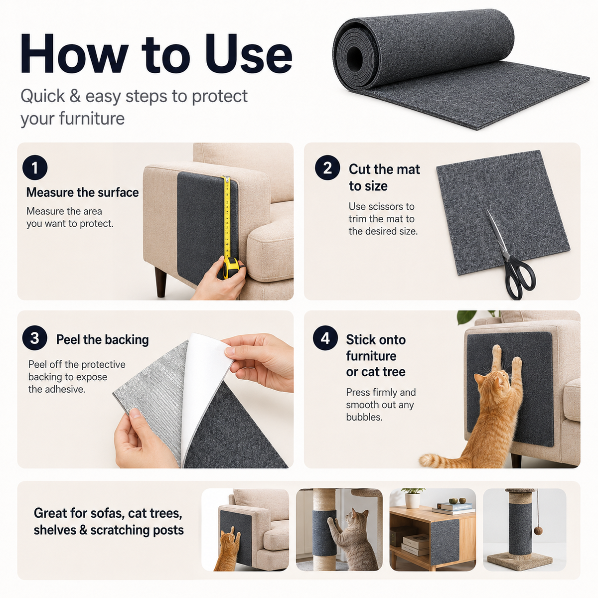 Self-Adhesive Cat Scratching Mat