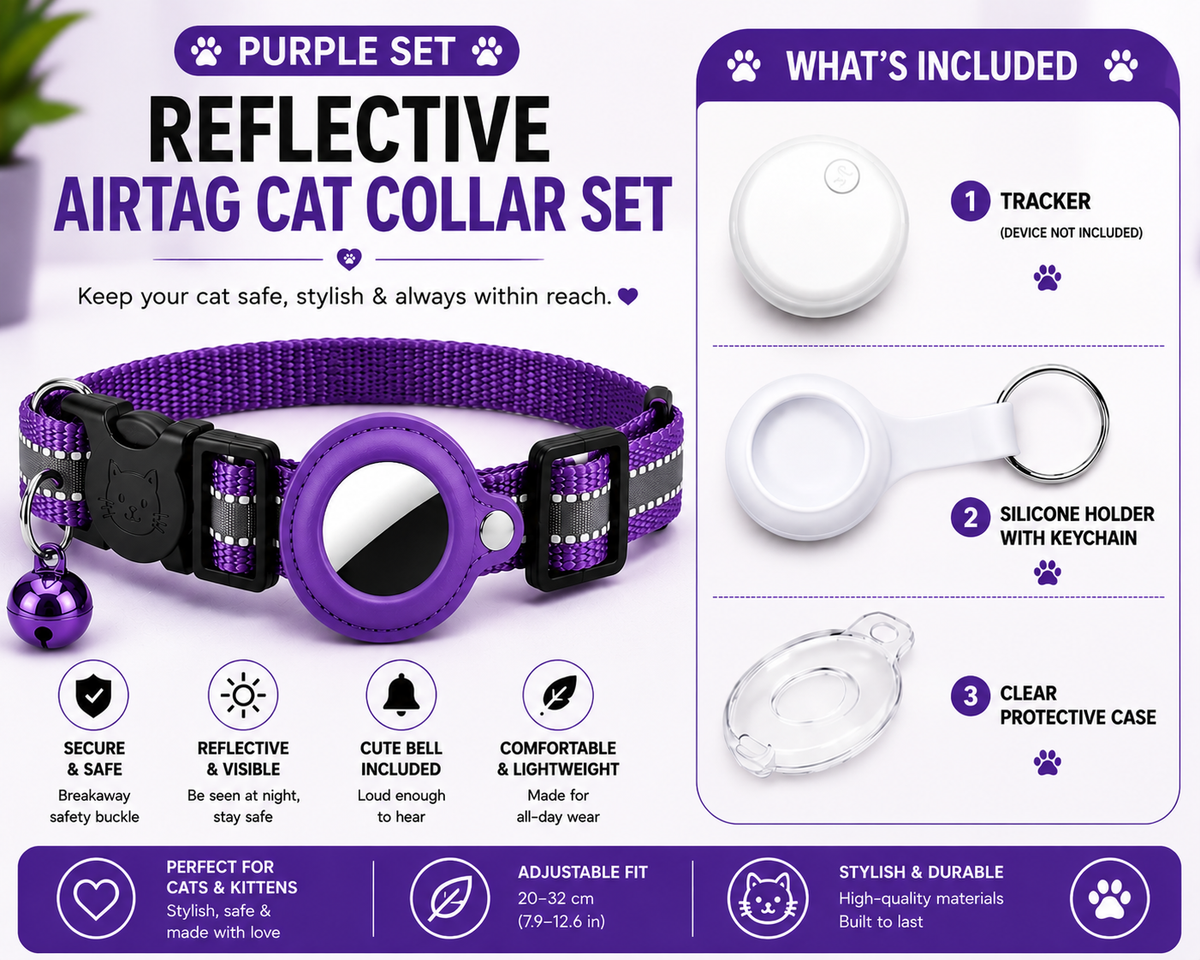 Reflective AirTag Pet Collar
