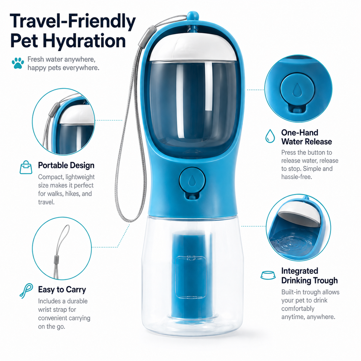 3-in-1 Portable Pet Water Bottle