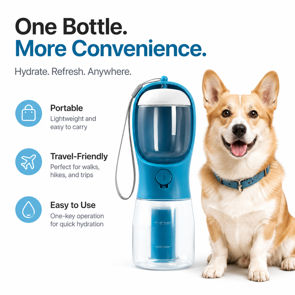 3-in-1 Portable Pet Water Bottle