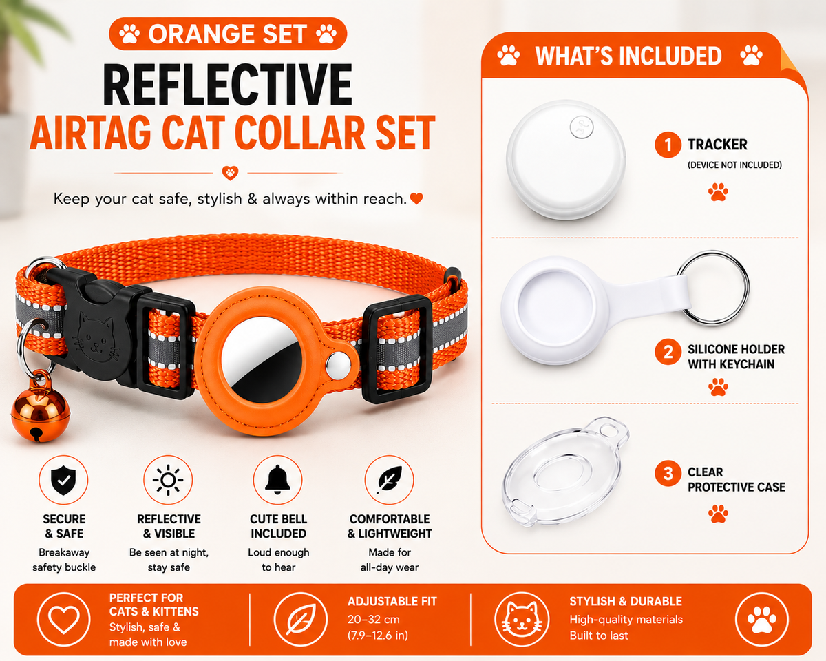 Reflective AirTag Pet Collar