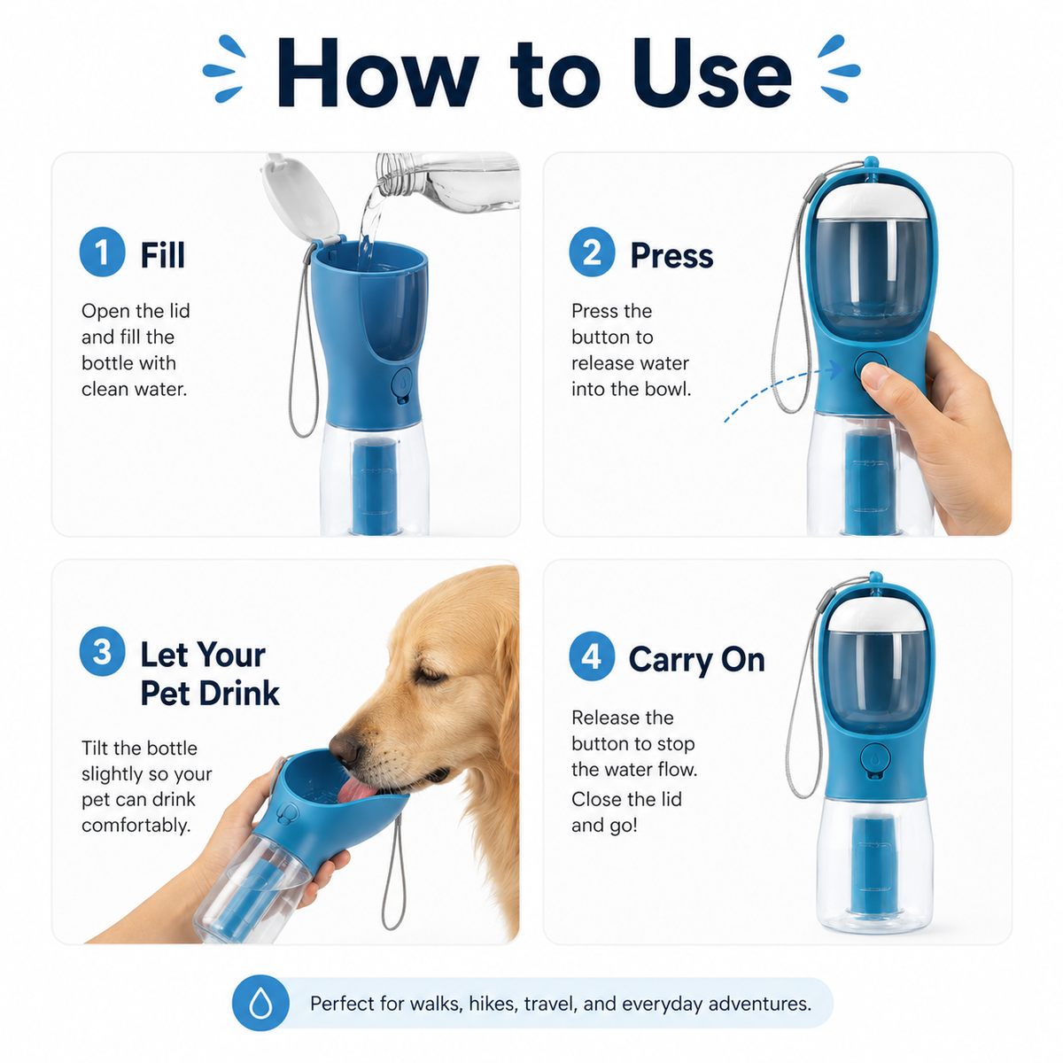 3-in-1 Portable Pet Water Bottle