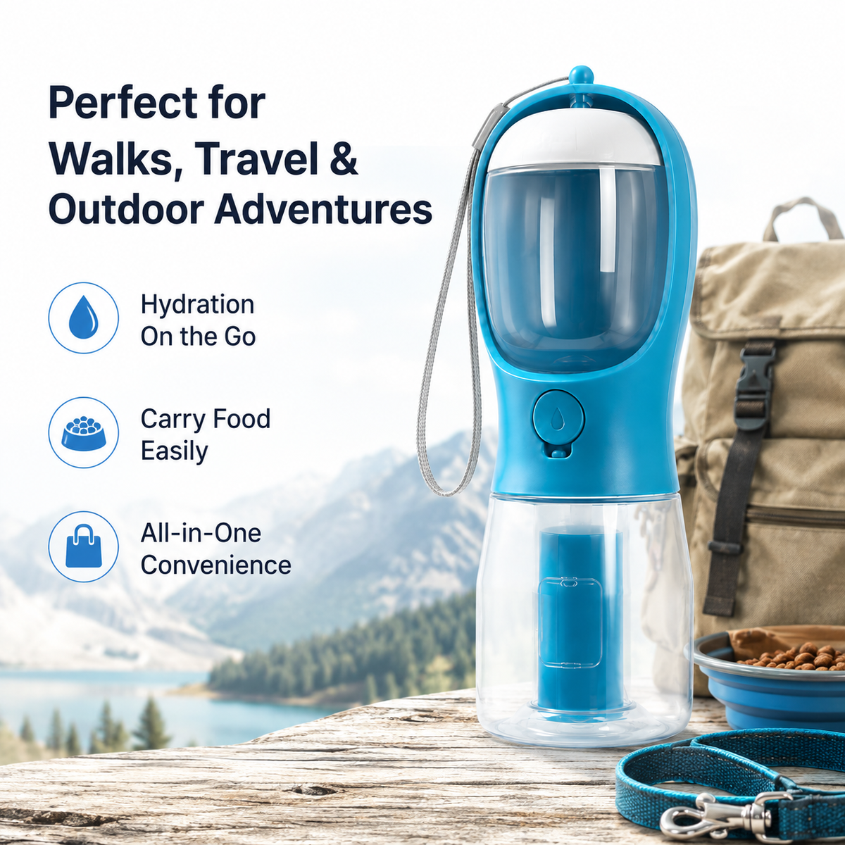 3-in-1 Portable Pet Water Bottle