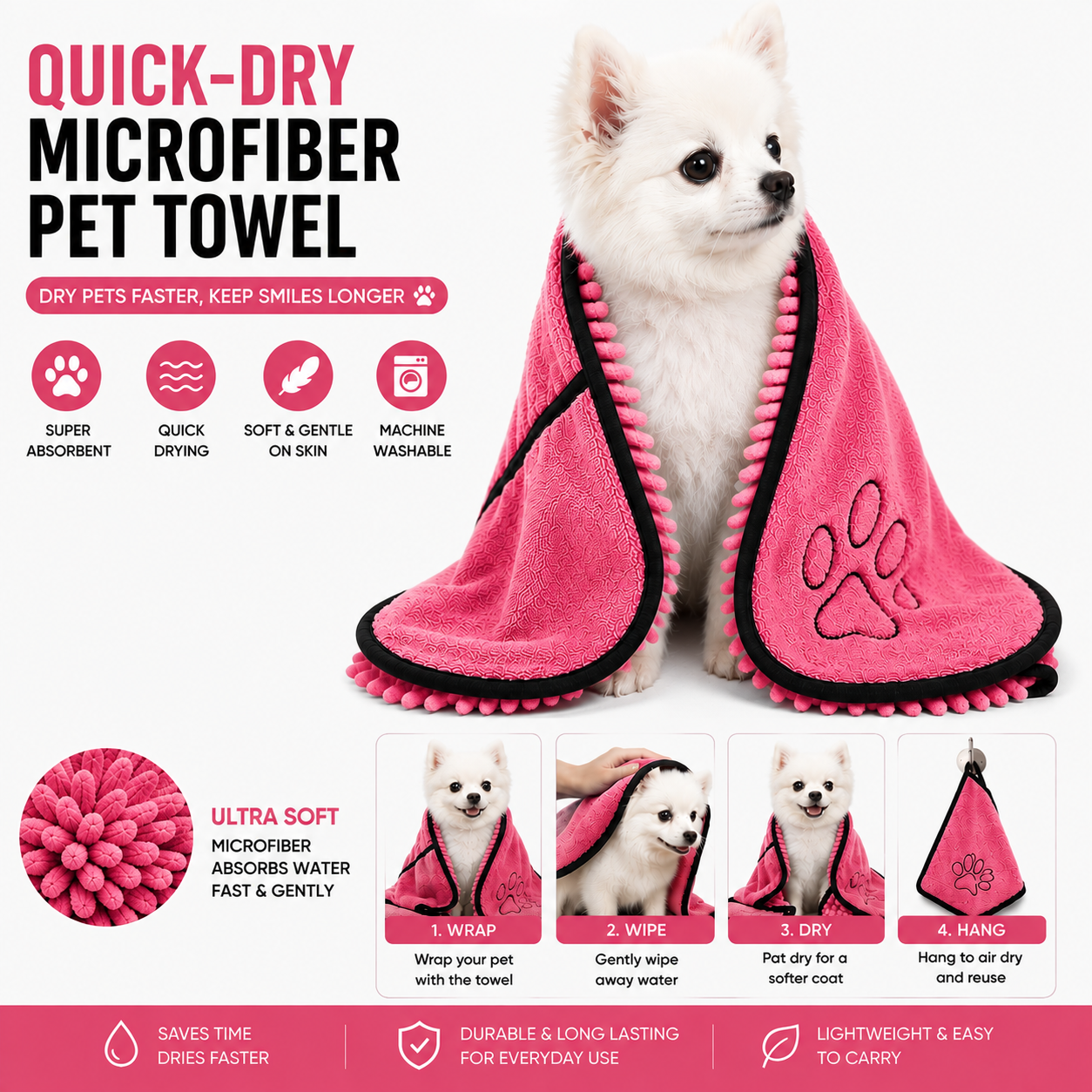 Quick-Dry Microfiber Pet Towel