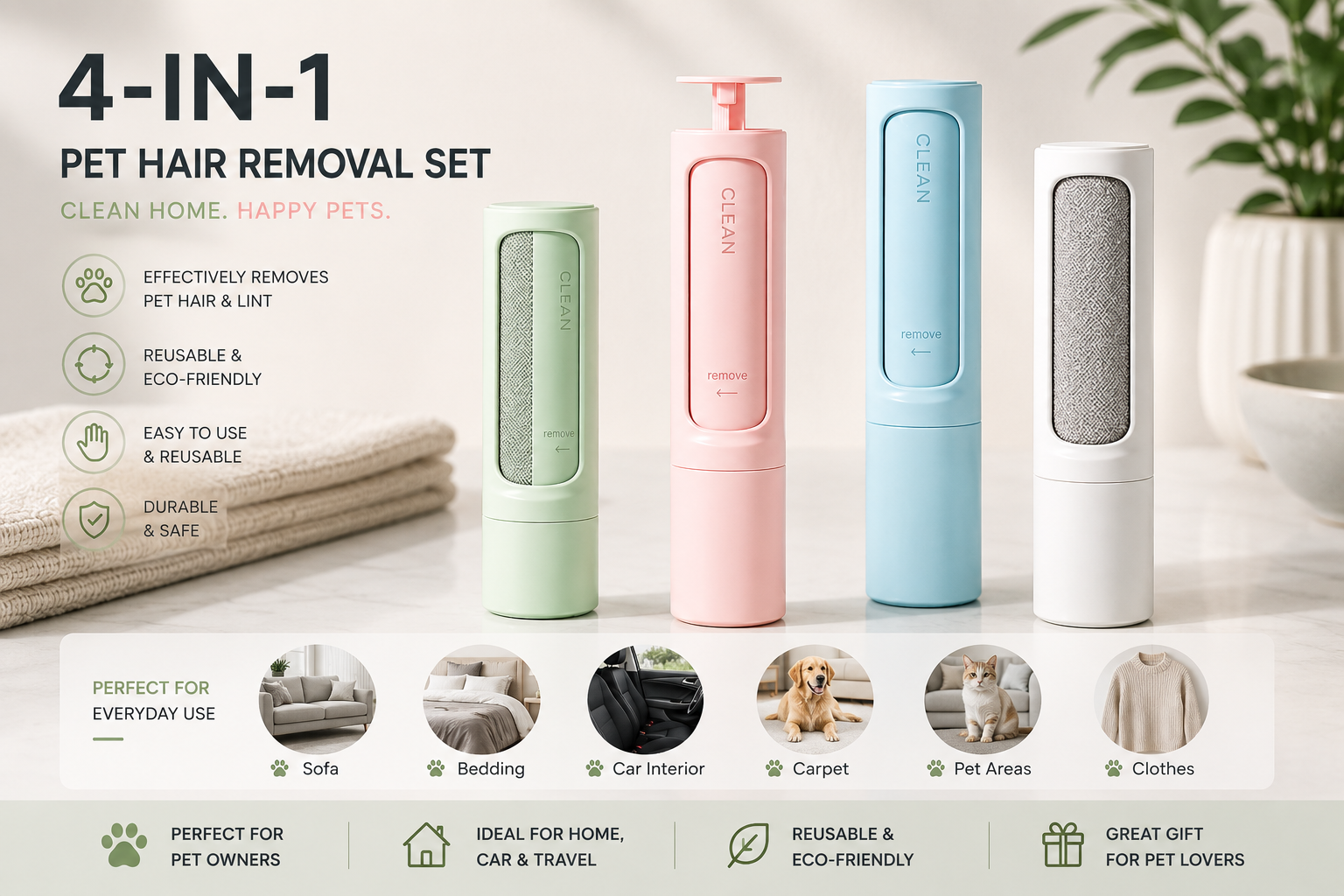 Reusable Pet Hair Remover Roller