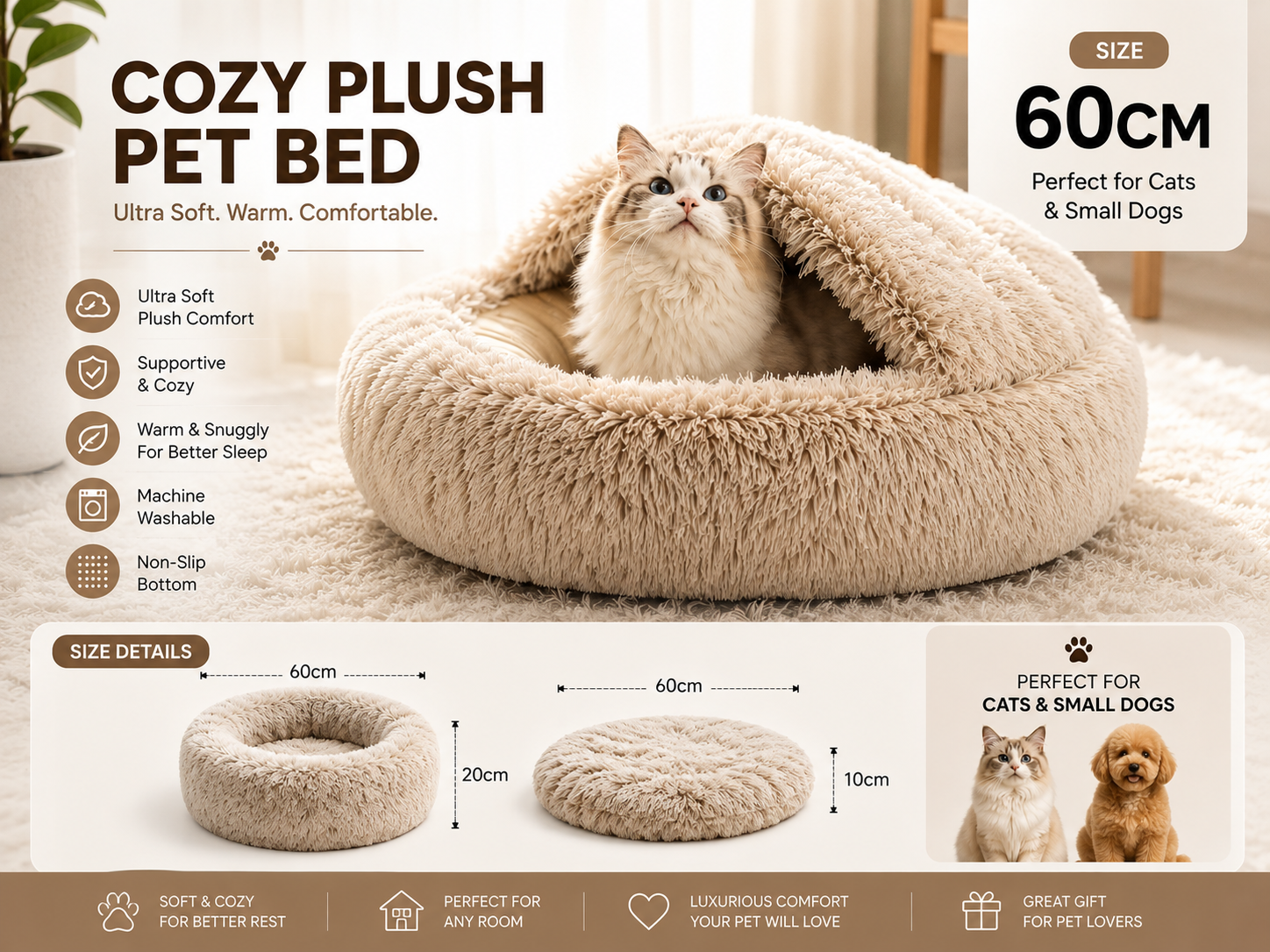 2-in-1 Plush Pet Bed