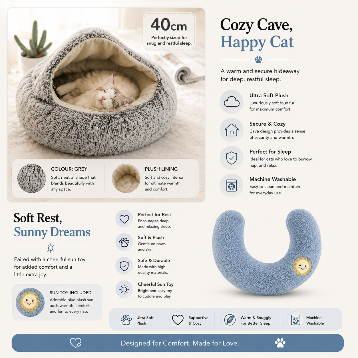 2-in-1 Plush Pet Bed