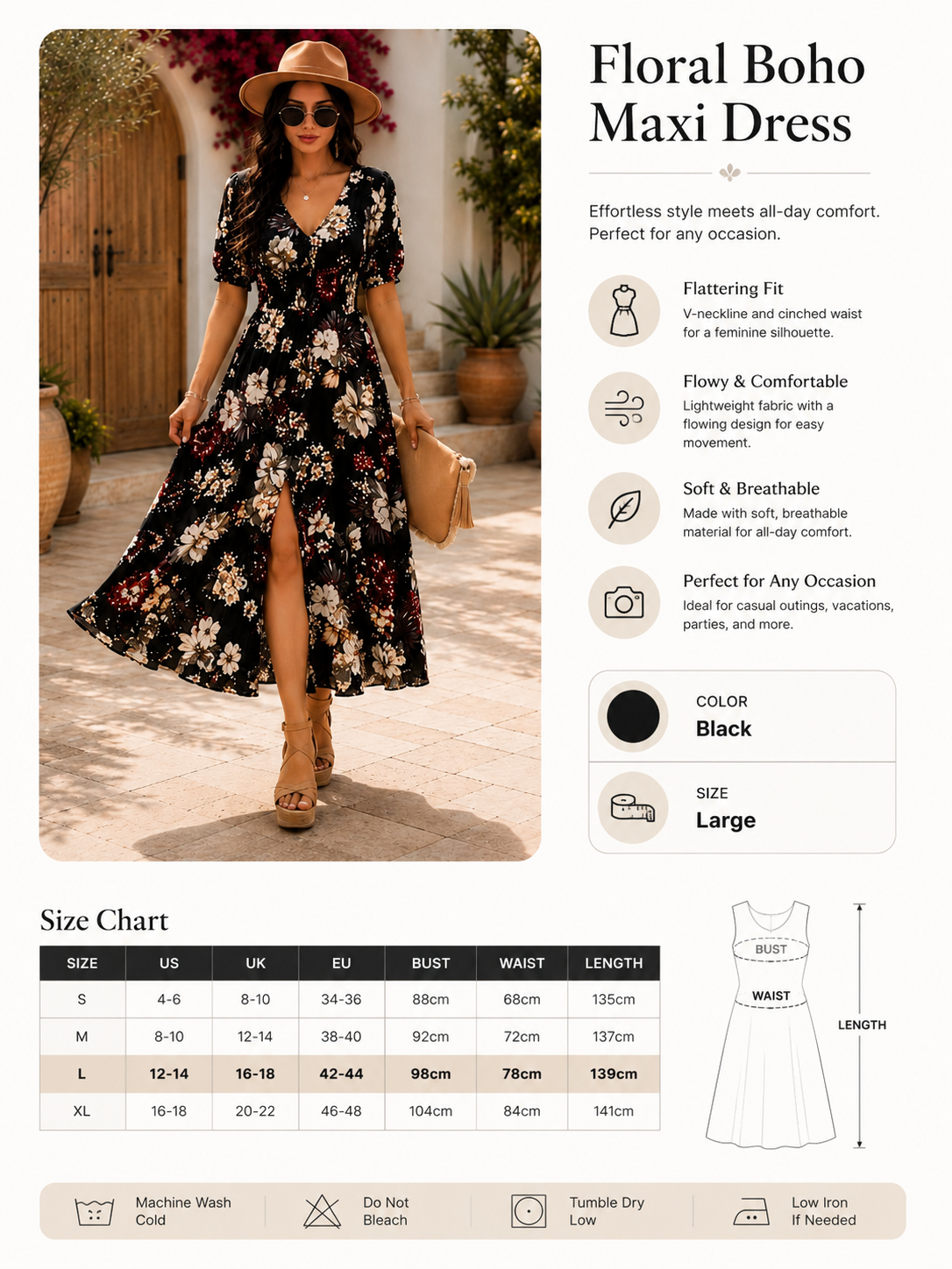 Floral Summer Maxi Beach Dress
