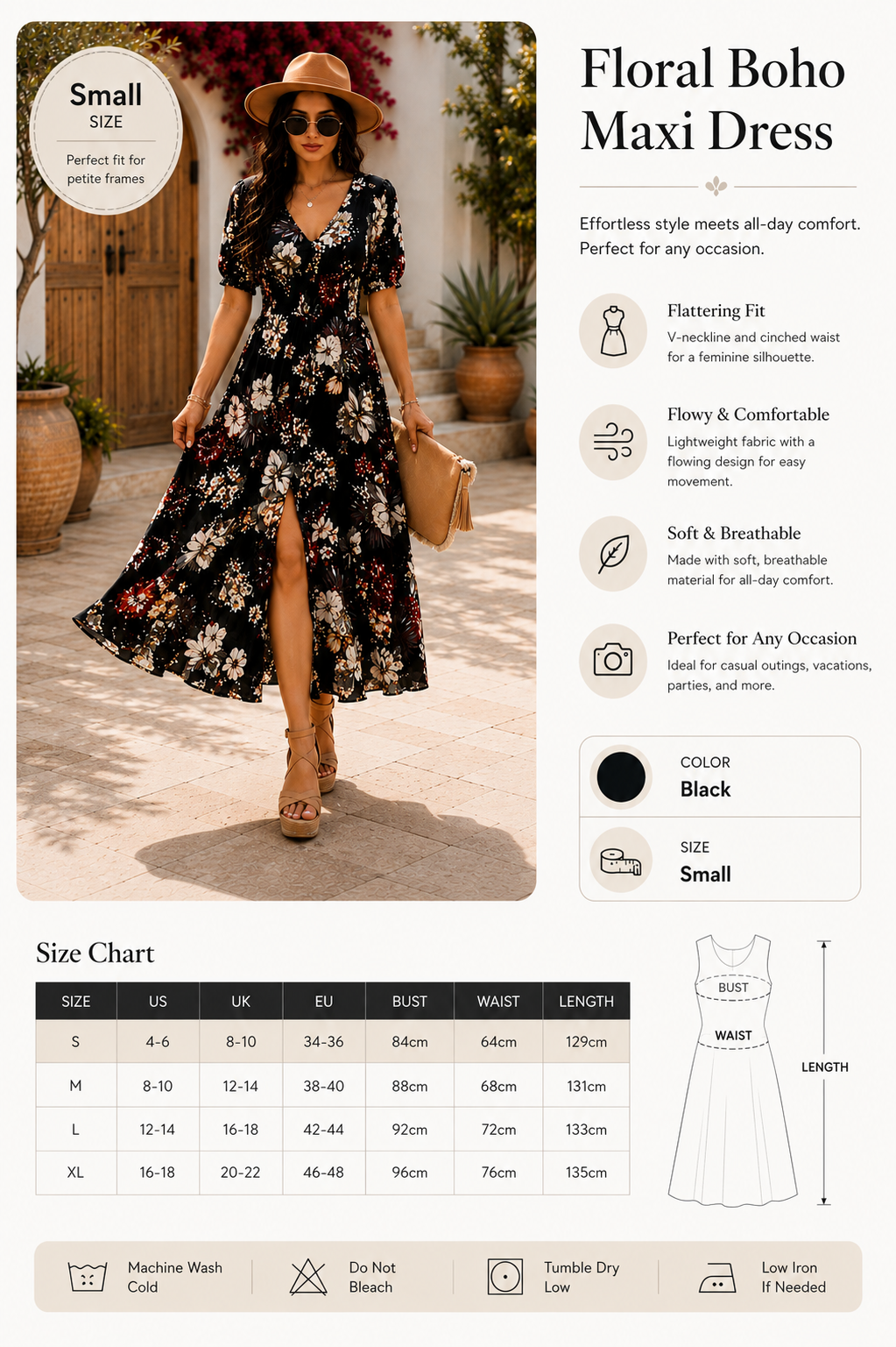 Floral Summer Maxi Beach Dress