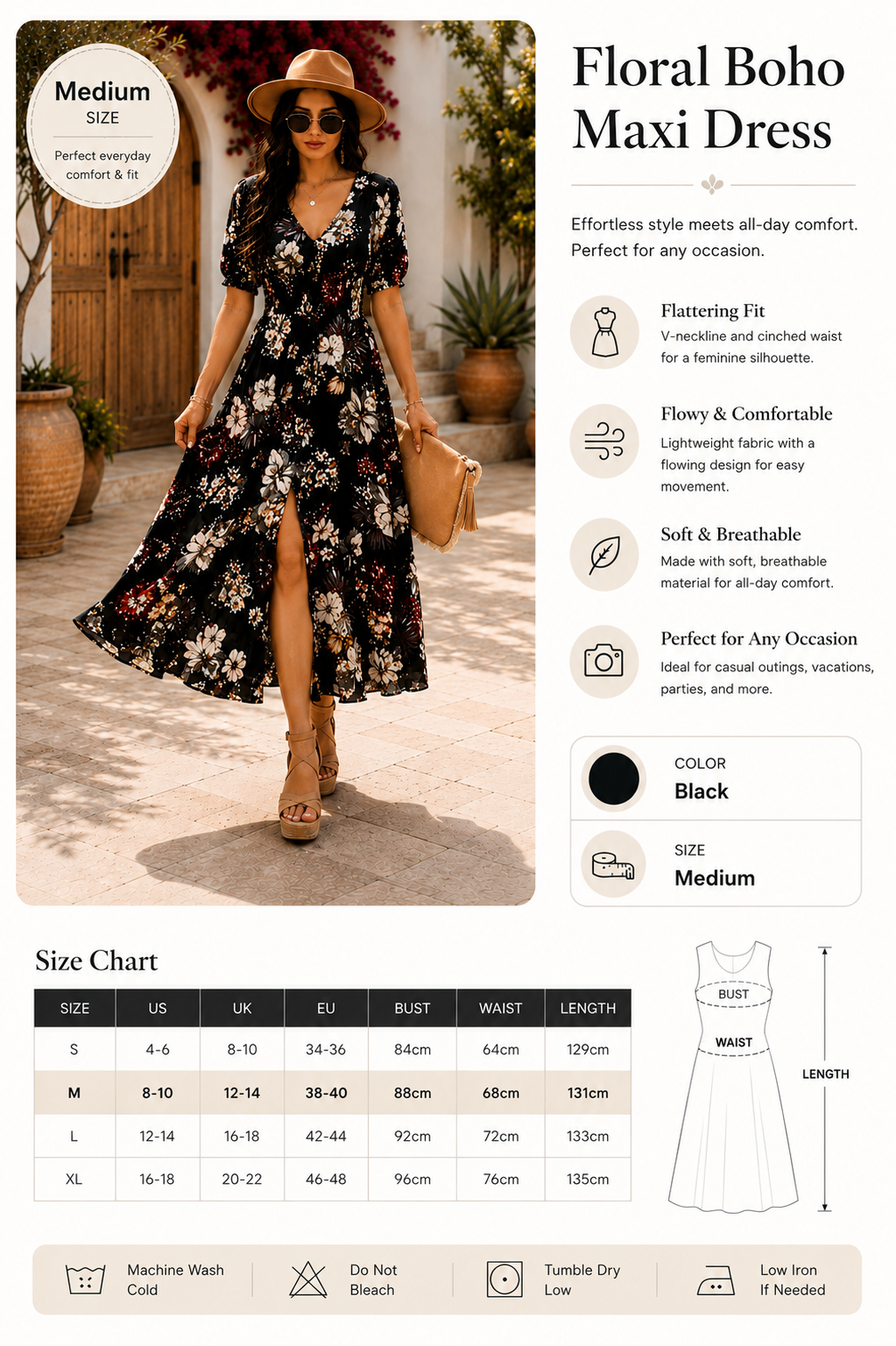 Floral Summer Maxi Beach Dress