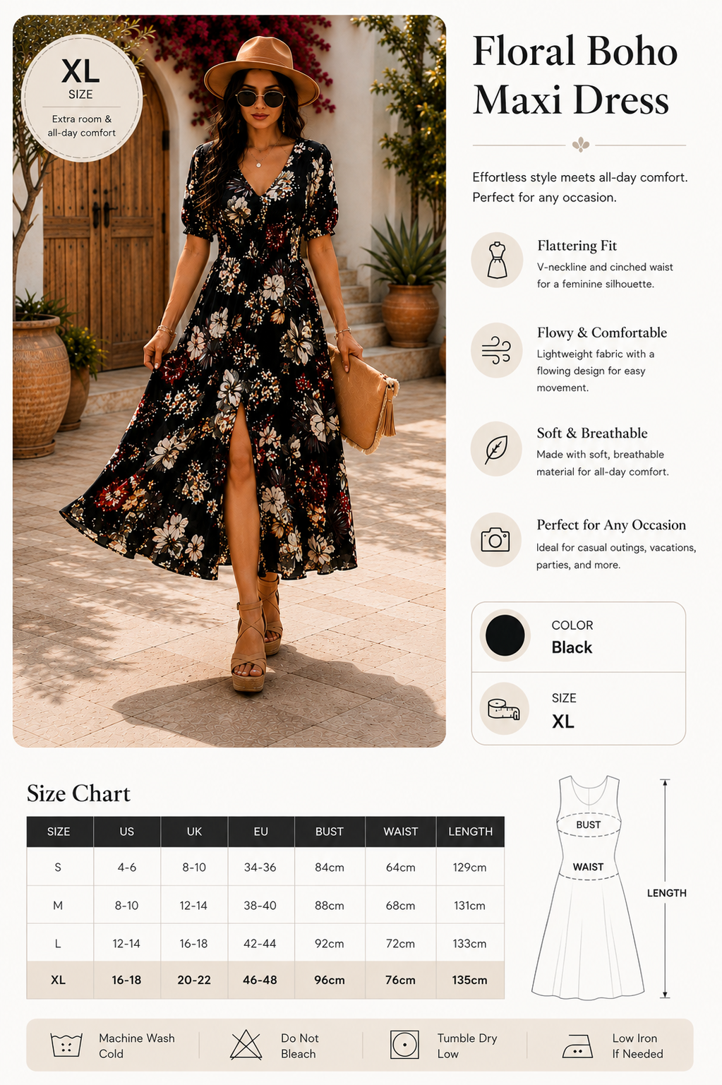 Floral Summer Maxi Beach Dress