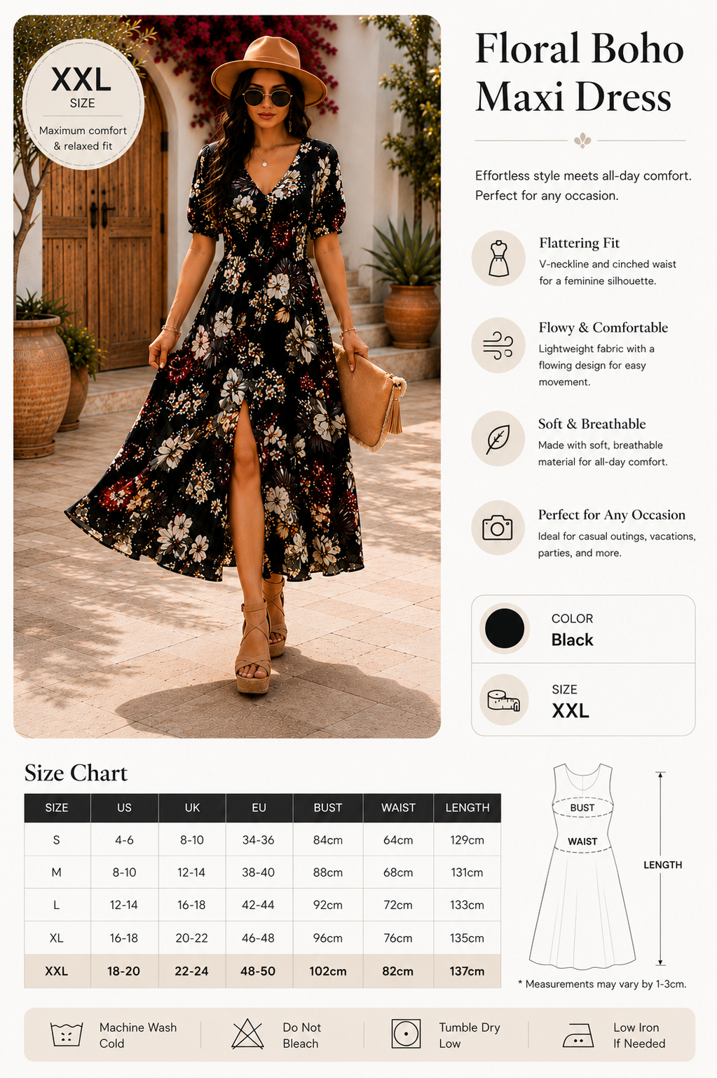 Floral Summer Maxi Beach Dress