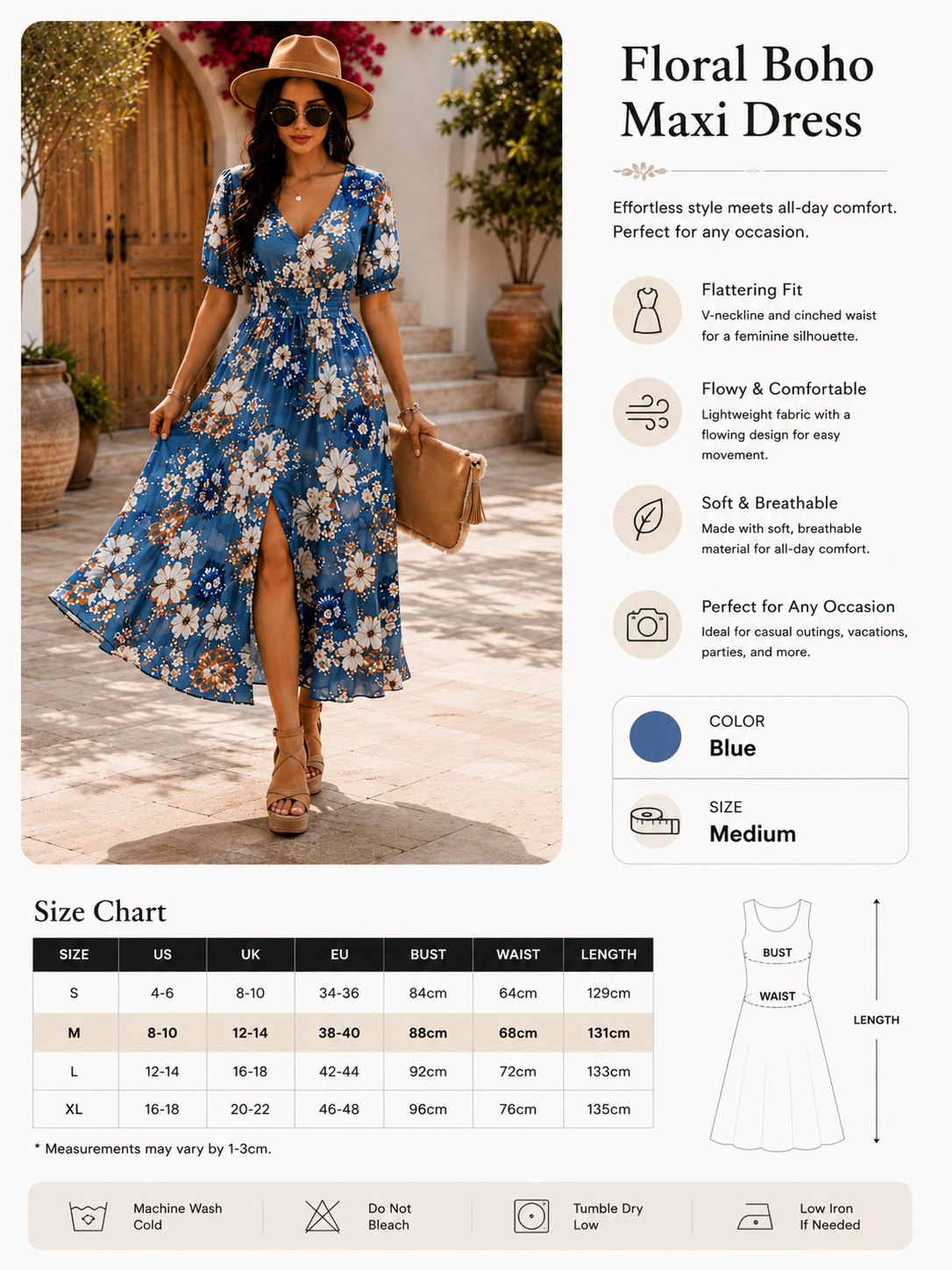 Floral Summer Maxi Beach Dress