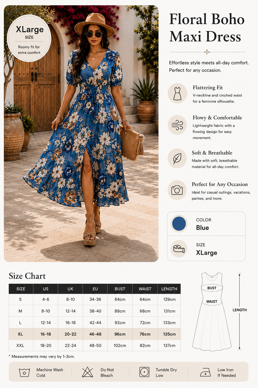 Floral Summer Maxi Beach Dress