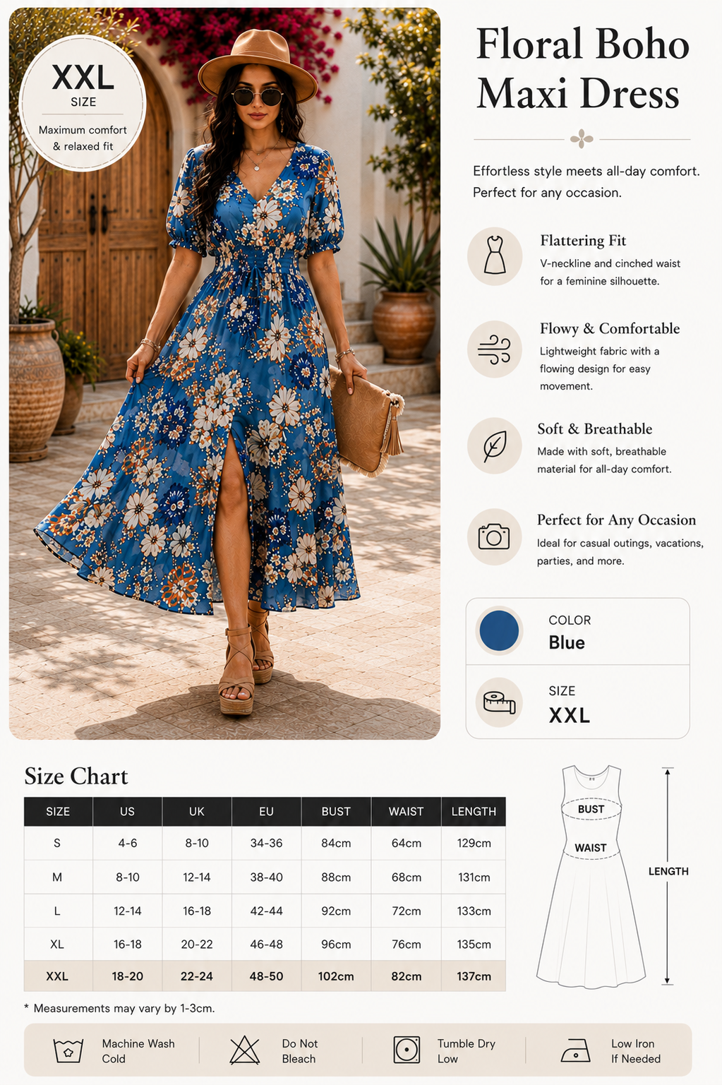 Floral Summer Maxi Beach Dress