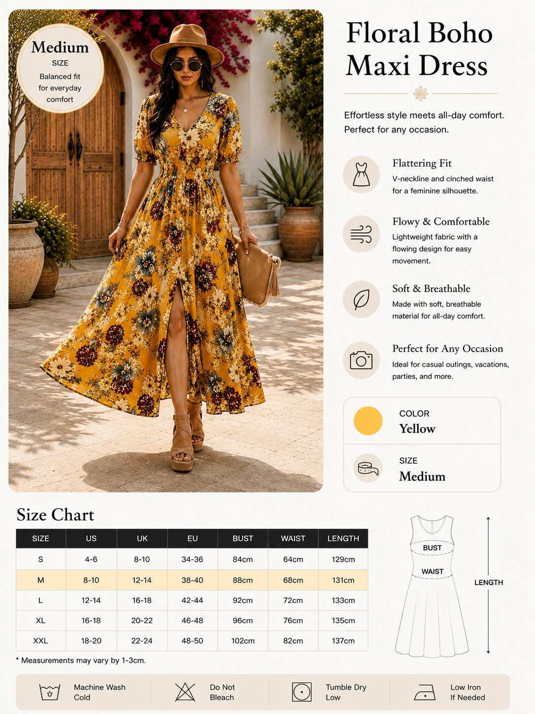Floral Summer Maxi Beach Dress