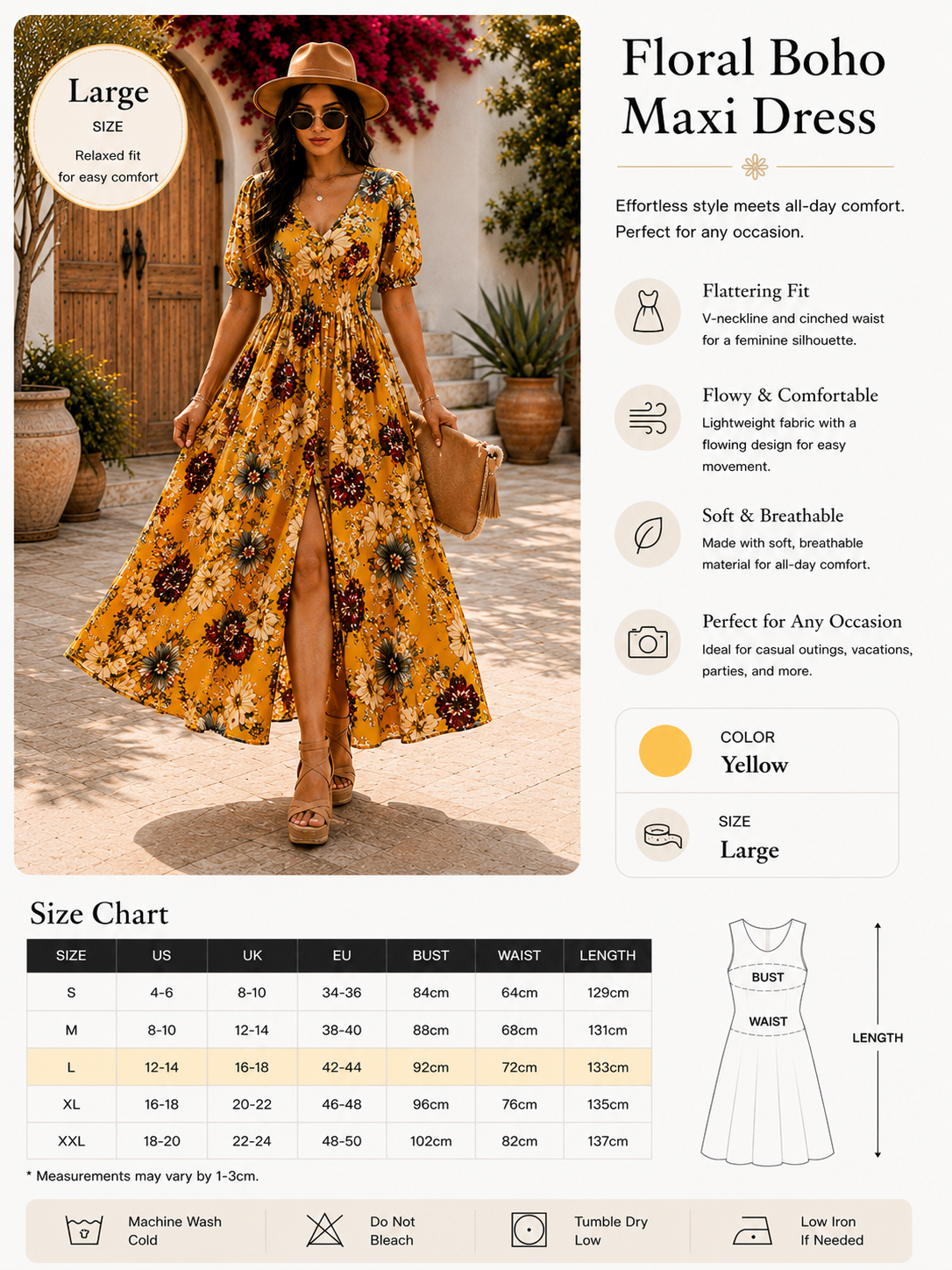 Floral Summer Maxi Beach Dress
