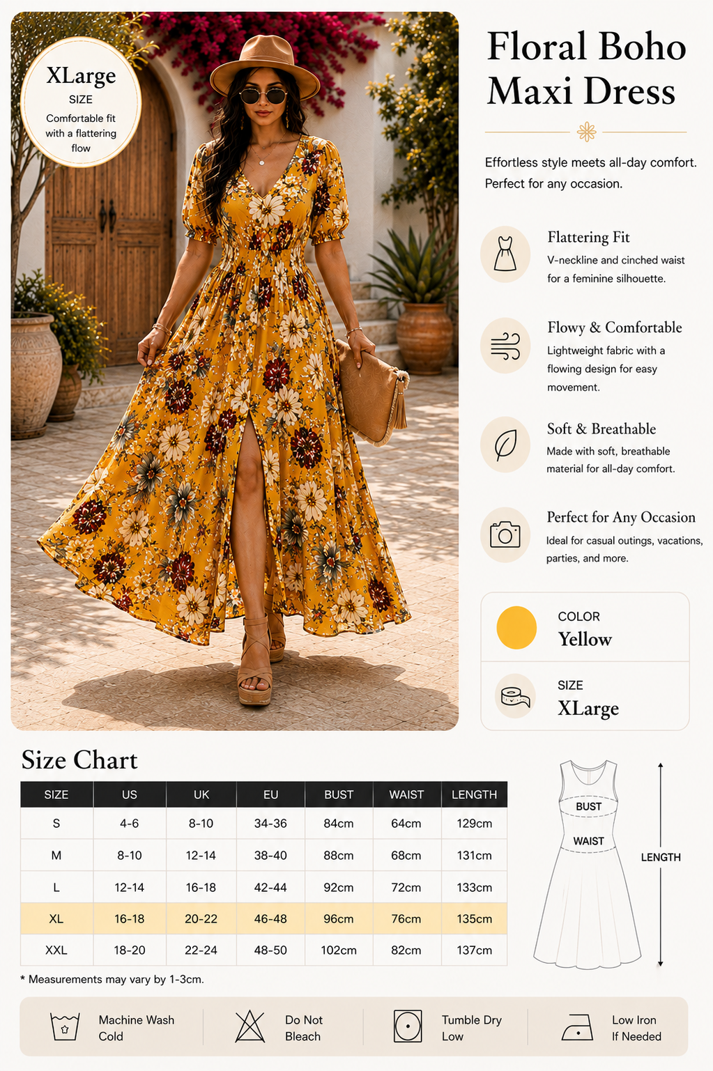 Floral Summer Maxi Beach Dress