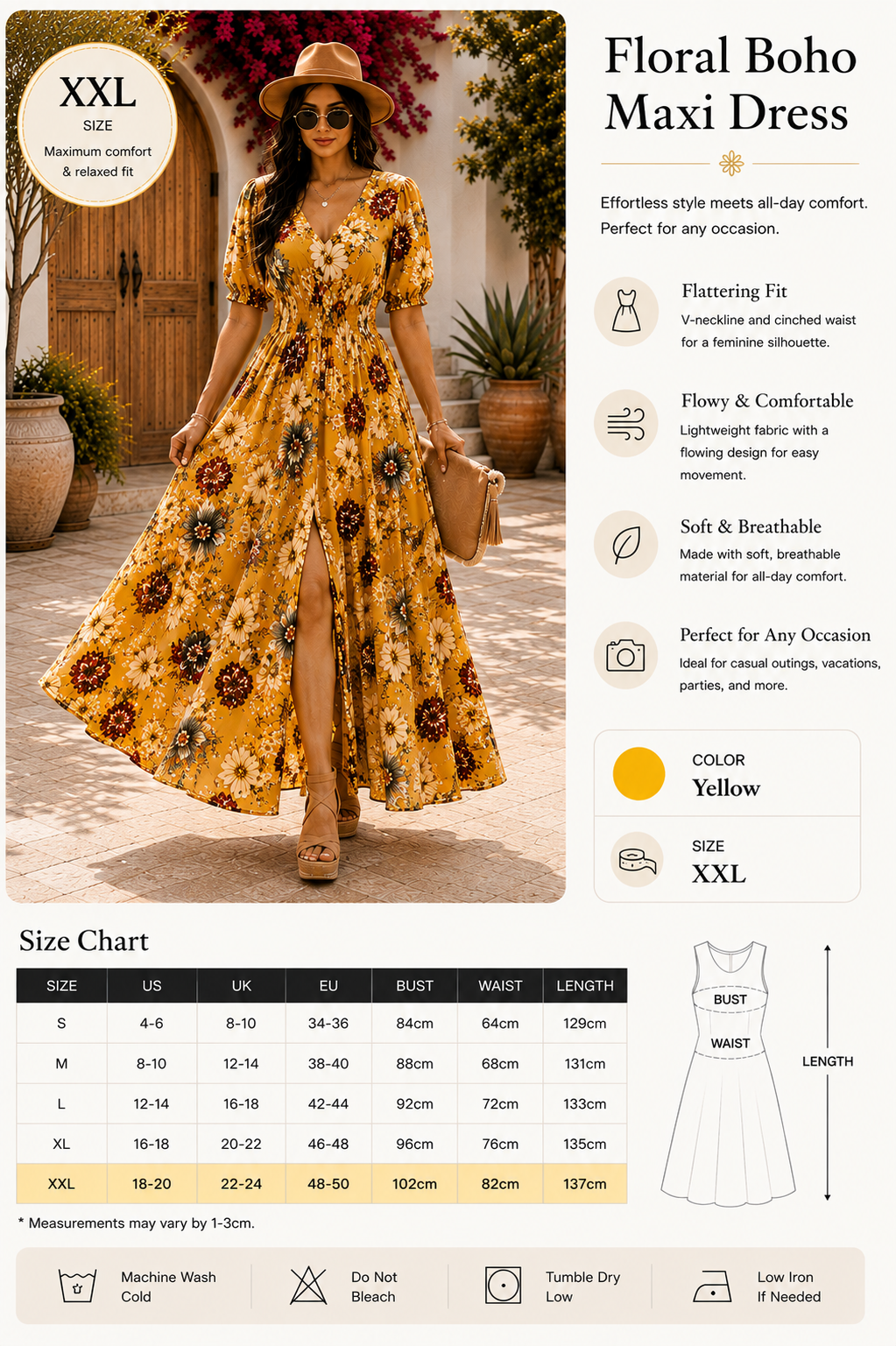 Floral Summer Maxi Beach Dress