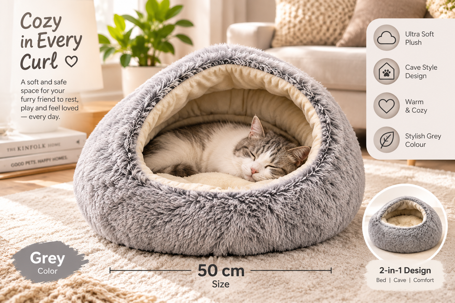 2-in-1 Plush Pet Bed