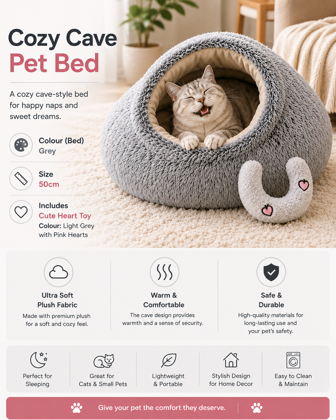 2-in-1 Plush Pet Bed