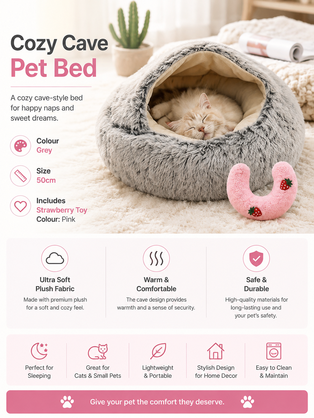 2-in-1 Plush Pet Bed