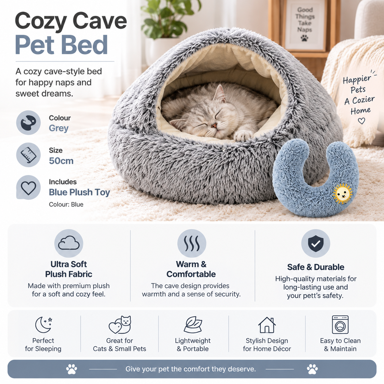 2-in-1 Plush Pet Bed