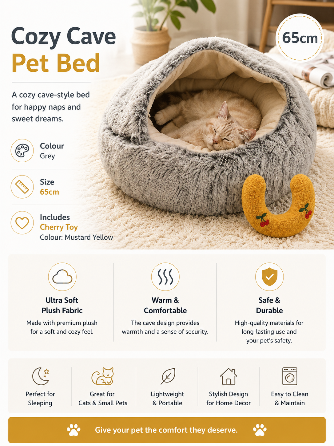 2-in-1 Plush Pet Bed