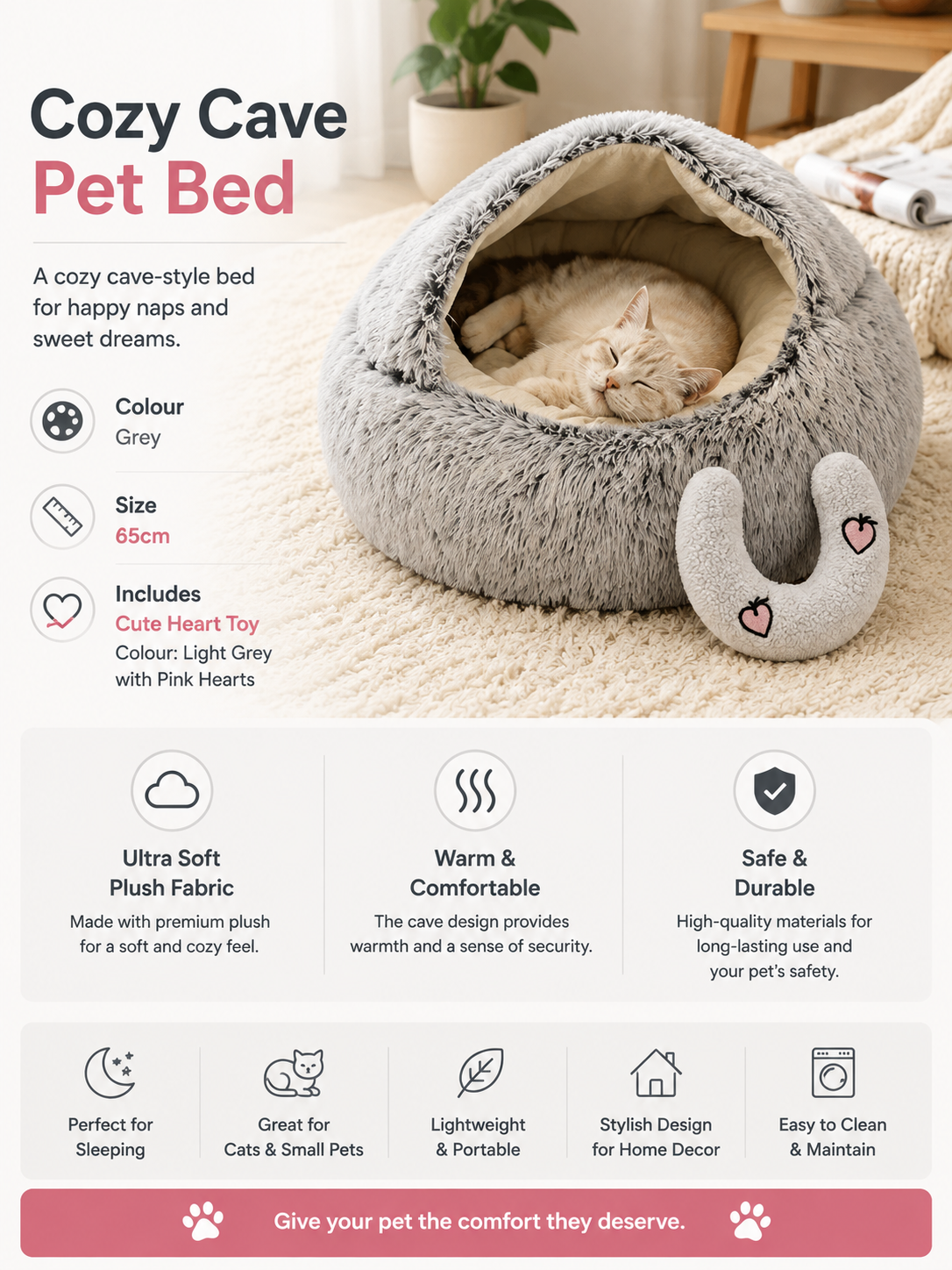 2-in-1 Plush Pet Bed