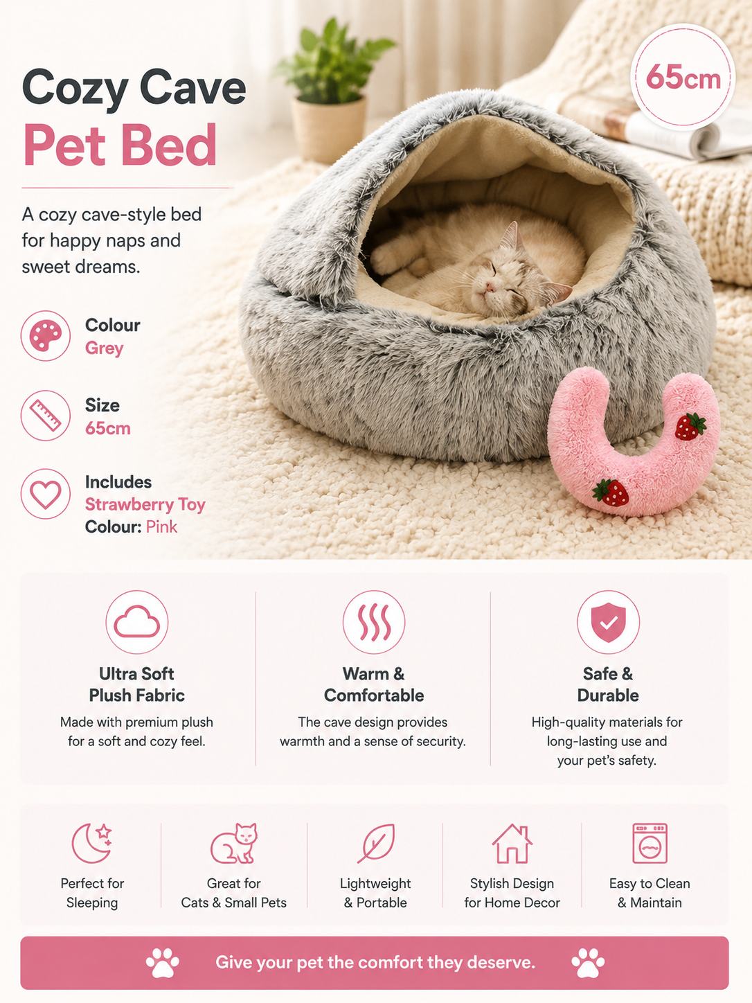2-in-1 Plush Pet Bed