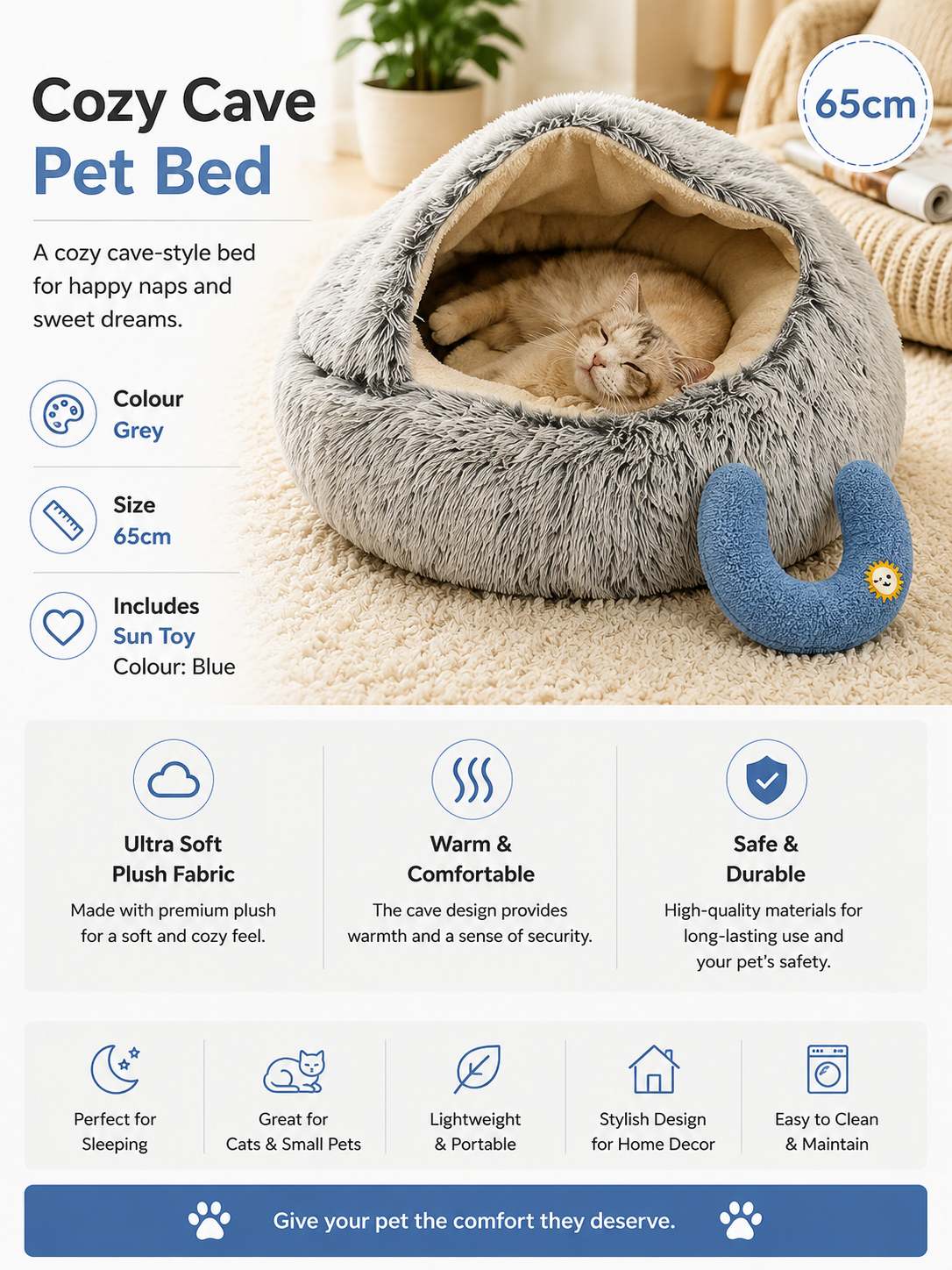 2-in-1 Plush Pet Bed