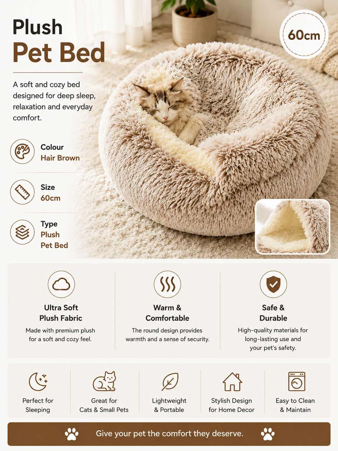 2-in-1 Plush Pet Bed