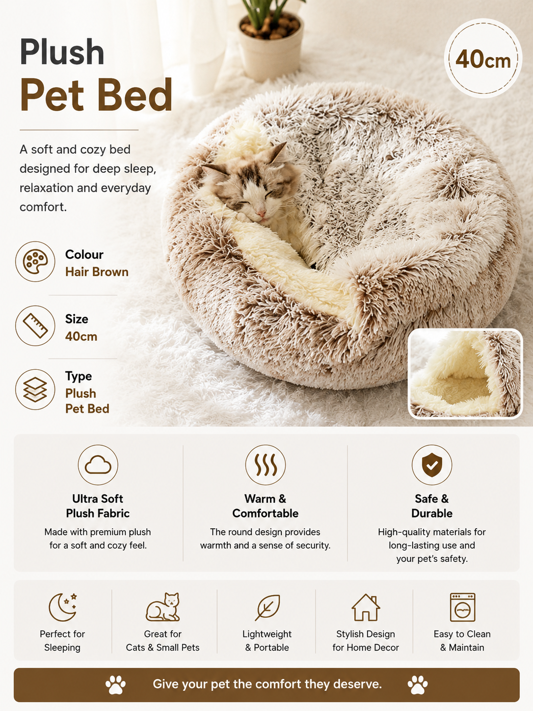 2-in-1 Plush Pet Bed