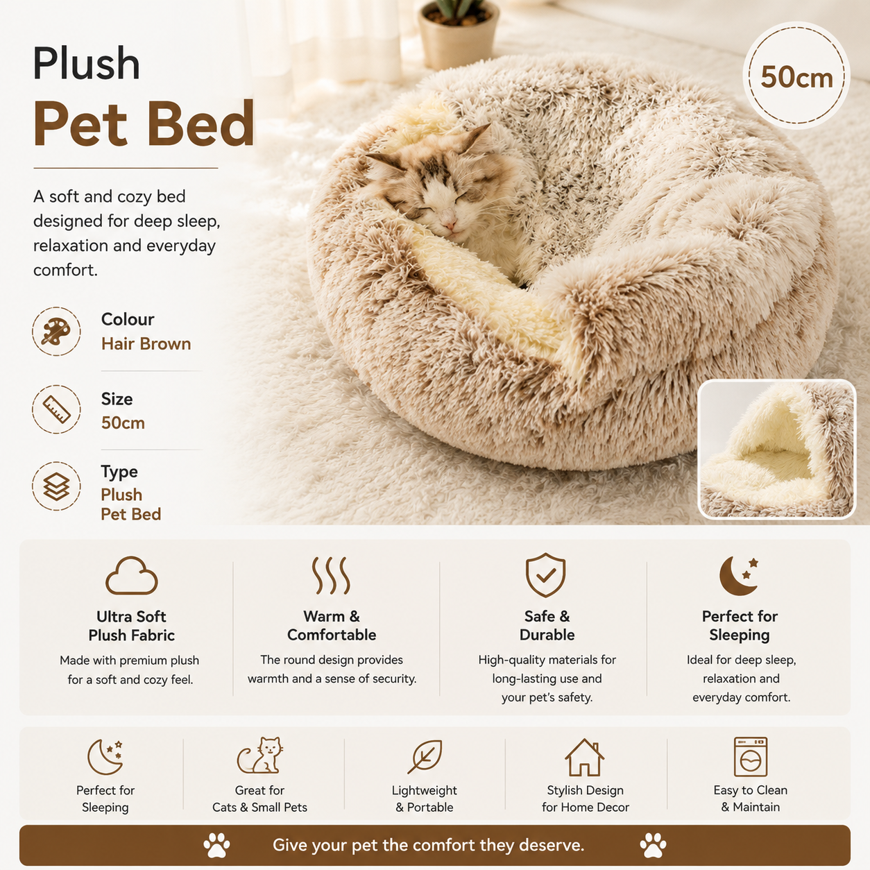 2-in-1 Plush Pet Bed