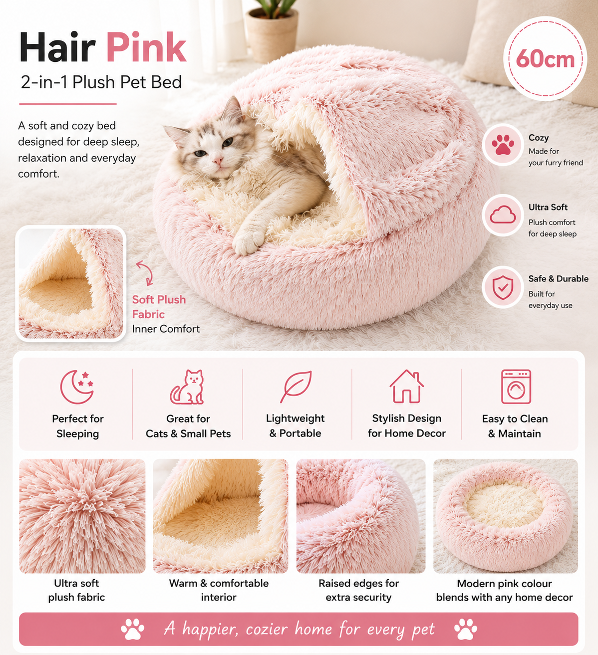 2-in-1 Plush Pet Bed