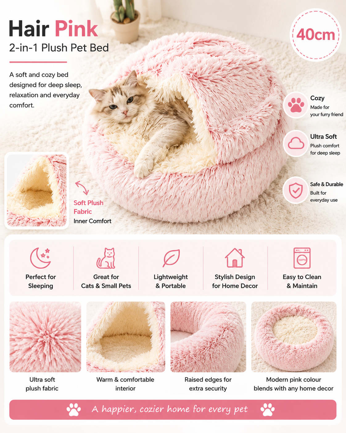 2-in-1 Plush Pet Bed