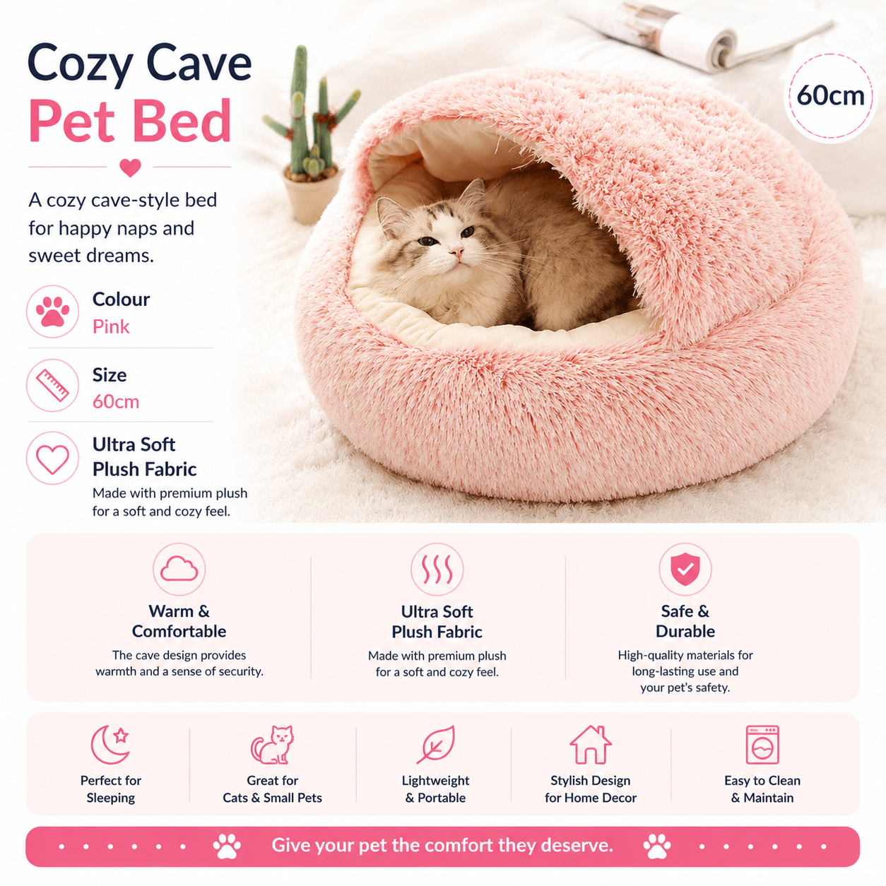 2-in-1 Plush Pet Bed