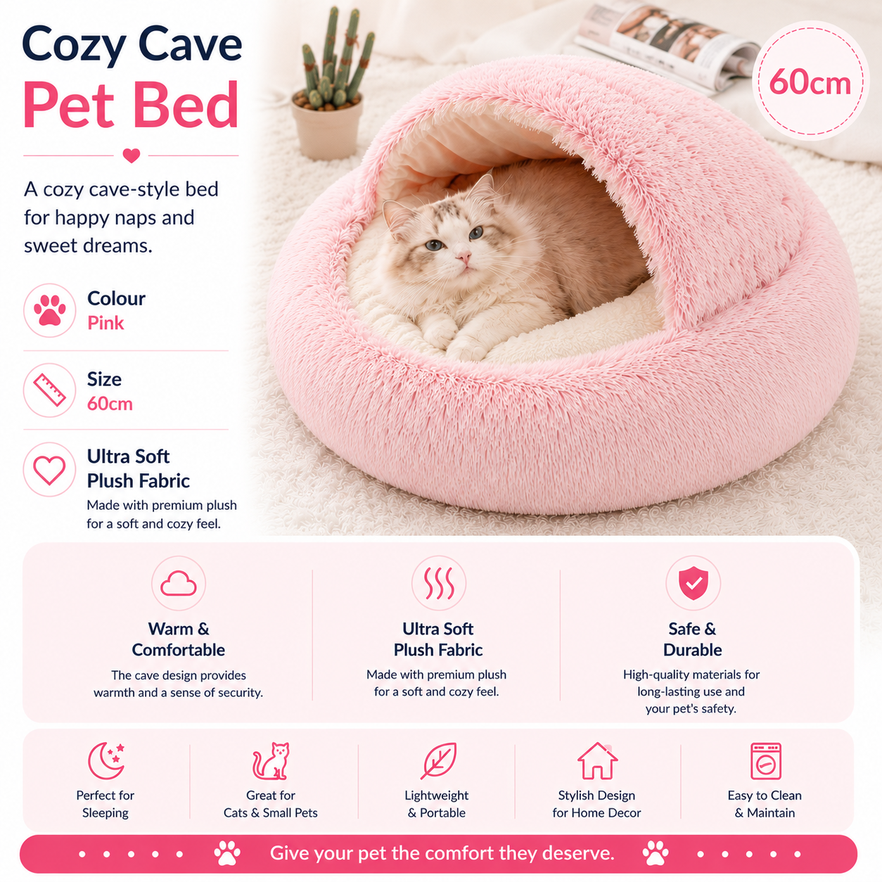 2-in-1 Plush Pet Bed